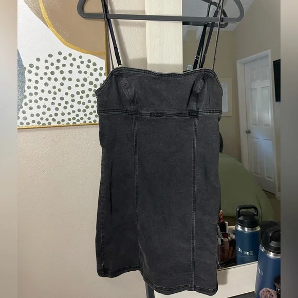 Urban Outfitters | Dresses | Urban Outfitters Black Denim Cargo Pocket Mini  Dress Tight | Poshmark
